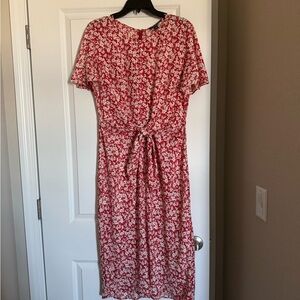 Lauren Ralph Lauren Red and White Floral Midi Dress